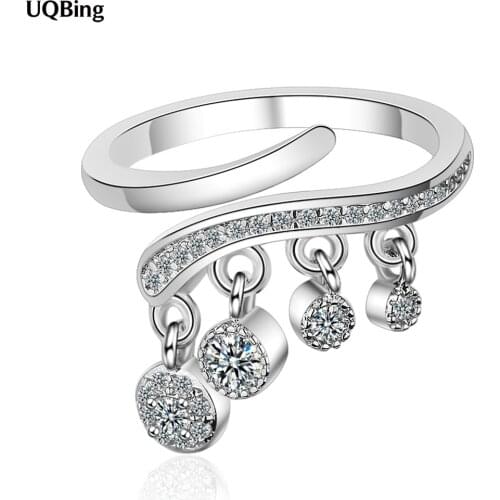 Luxury Beautiful Jewelry 925 Sterling Silver Tassel CZ Zircon Wedding Rings Wholesale For Girlfriend Gifts