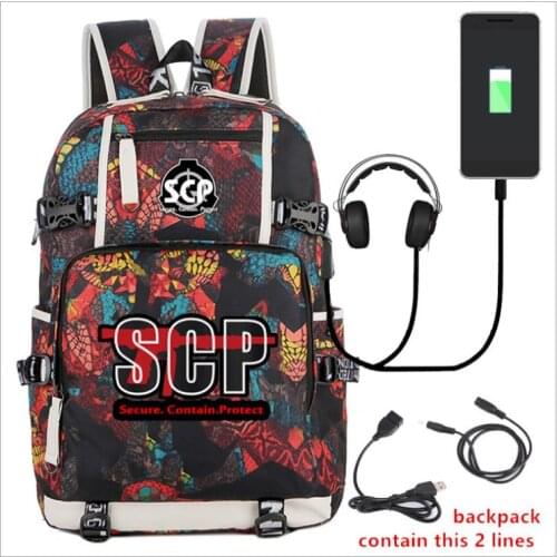 SCP Special Containment Procedures Foundation USB Backpack Bag Luminous Student Bookbag Rucksack Student Schoolbag Bag Travel