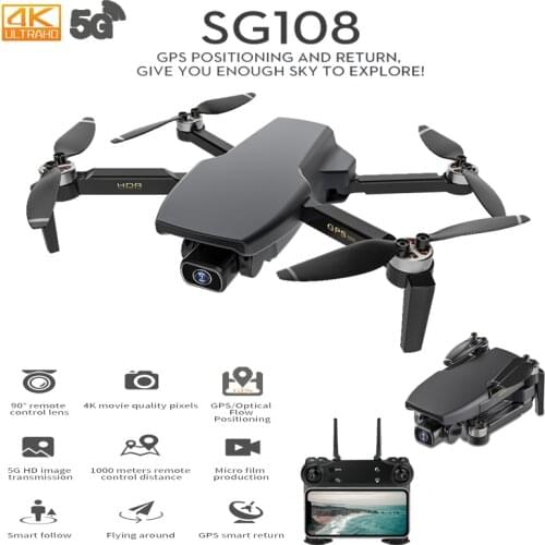 SG108 RC Mini Foldable Drone 4K 5G GPS WIFI FPV With HD Camera Follow Me Selfie Optical Flow RC Quadcopter Helicopter Toys