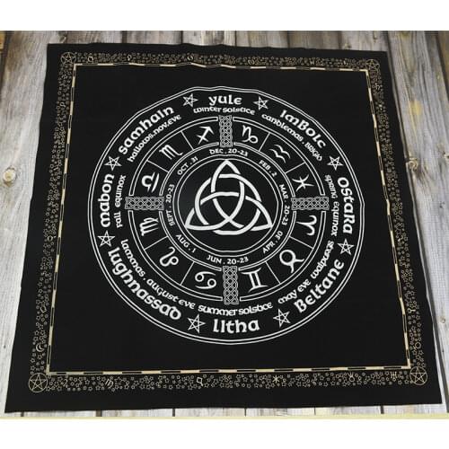 Constellation Tarots Tablecloth Witch Divination Altar Cloth Velvet Mat Board Game Astrology Oracle Card Pad Wheel of the Year
