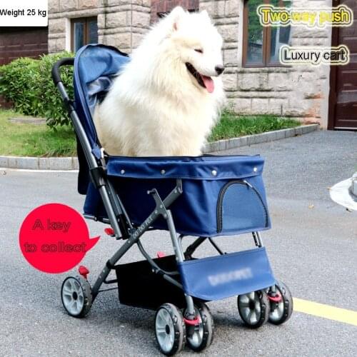 Doggy Cart Ventilation Comfortable Four Rounds Pet Cart Big Space Foldable Outdoor Travel Old Age Disability Dog Transportation