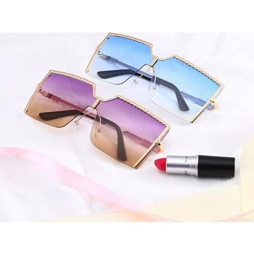 Rimless sunglasses oversize metal Sunglasses logo gradient color Womens sunglasses trendy AS017