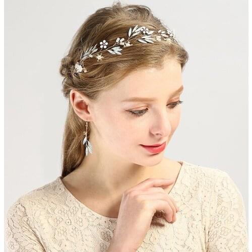 Mingli Tengda Glass Headwear Golden Flower Crystal Wedding Accessories Hair Band Bride Ornaments Headbands Crown Tiara Headband