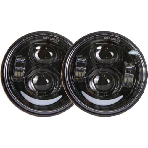 1 Pair 5inch LED Headlights Hi/Low Beam DRL halo Headlamp for Dyna Fat Bob FXDF 4.65 "LED H4 headlights lamps