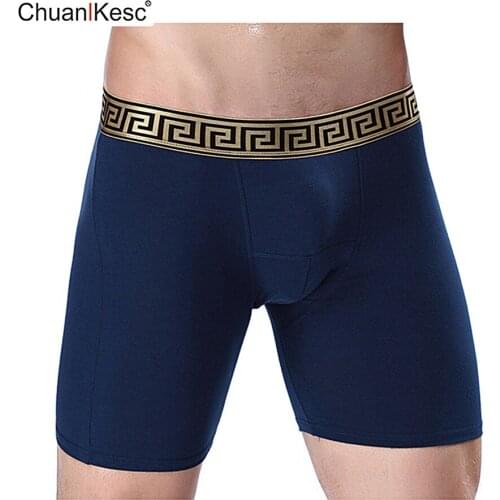 Mens Long Boxer Pants All Cotton Anti Wear Leg Large Size Running Underwear Fashion Brand Discount Multiple Pieces