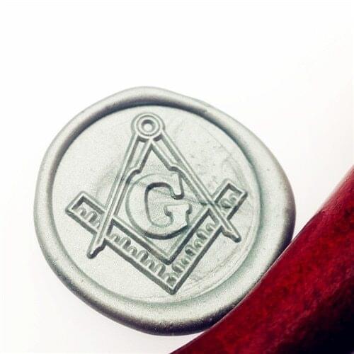 Free-Free Mason Mason Free and accepted Masons logo 'In Symbo Compasses and trisquare Letter G wax seal stamp, sealing wax