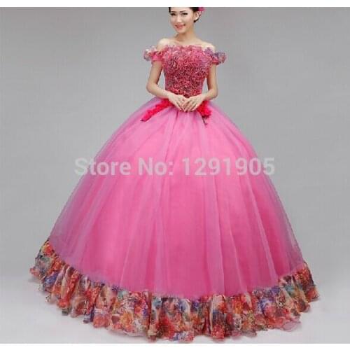 100%real pink ruffled long ball gown medieval dress Renaissance Gown queen Dress Victorian/Marie Antoinette/ball gown Belle Ball