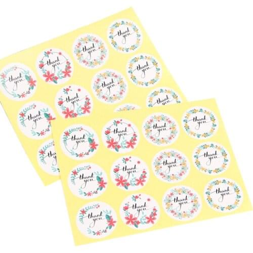 1200pcs/lot Kawaii Colored Garland Thank you Round Kraft paper Seal sticker For handmade products baking sealing sticker Label