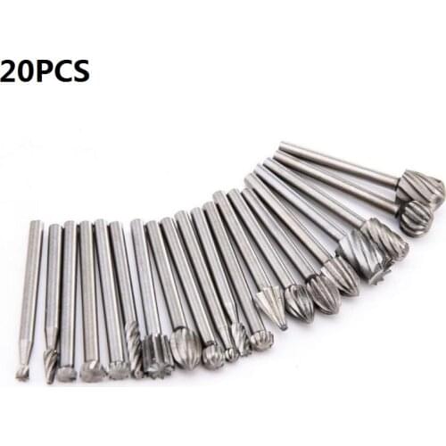 20pcs/Set 3mm Wood Drill Bit Nozzles for Dremel Attachments HSS Stainless Steel Wood Carving Tools Set Woodworking