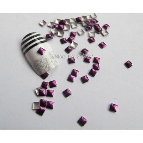 200pcs Cute S-59 3*3mm Nail Art Purple Sqaure Metal Stud Nail Art Decoration