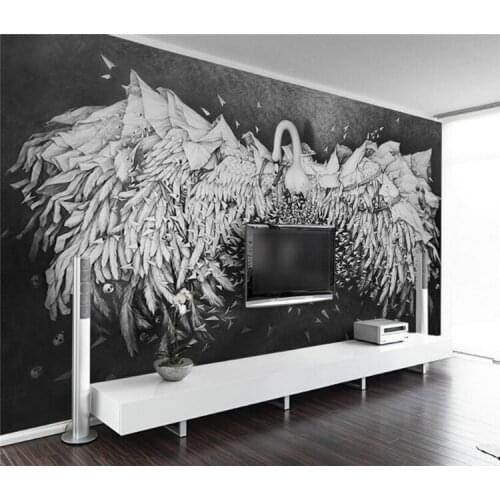 3D stereoscopic mural relief swan Wallpaper for Bar KTV restaurant background wall Painting Mural Wallpapers Decorate