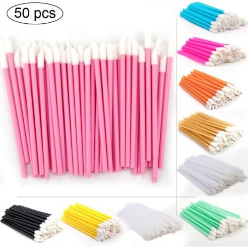 50pcs Lipstick Brush Cosmetics Eyelashes Brush Mascara Gloss Wands Applicator Disposable Lip Brush Shadow Applicators Makup Tool