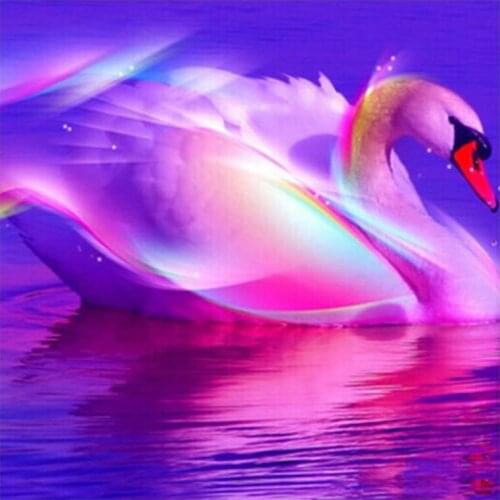 5D Diy Diamond Painting Swan Cross Stitch Round Diamond Mosaic Craft Diamond Embroidery Needlework Home Paintings