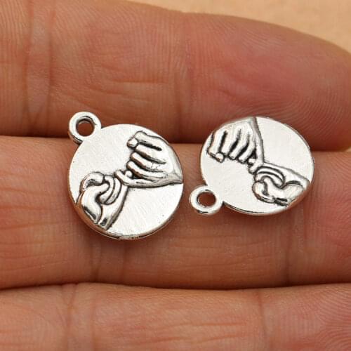 8Pcs Promise Charms Antique Silver Color Tone Best Friend Pendant Findings Fit DIY Necklace Handmade Accessories Jewelry Making