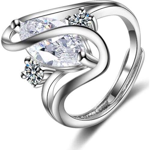 925 Sterling Silver Ring vintage white zircon adjustable rings for women men jewelry gift 2019 black friday deals