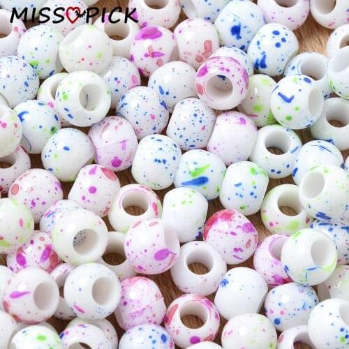 8*10mm 50pcs Acrylic Beads Colorful Spots Dots Big Hole Loose Spacer Beads for Jewelry Making Handmade DIY Bracelet Necklace