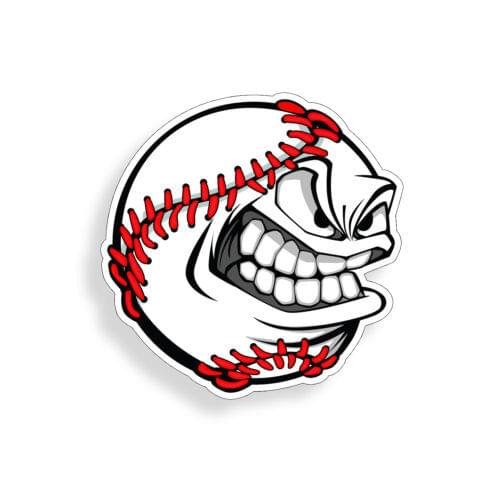 Angry Face Baseball Sticker Base Ball Cup Laptop Car Window Bumper helmet Decal