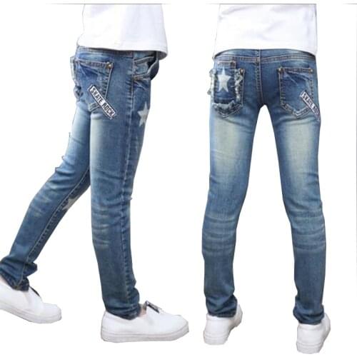 Girls pants full-length Jeans girls kids trousers embroidery jeans denim casual pants 5-14Y children pants outwear free shipping