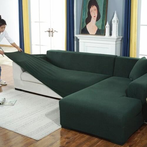 Couverture de canapé Plush Fabirc Elastic Sofa Cover Solid L Shape Sofa Velvet Stretch Slipcover Couch Cover