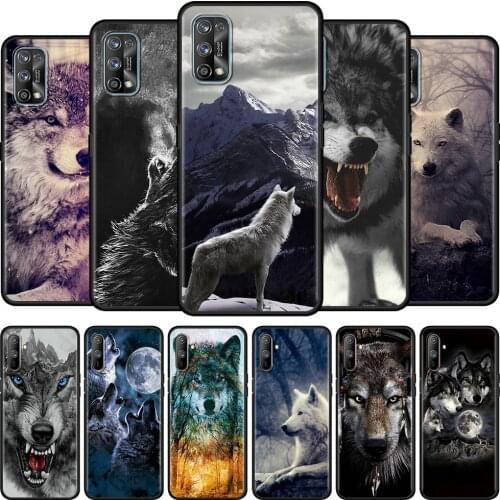Black Soft Case For Realme 6 7 Pro C3 5 8 XT GT Neo X50 C15 C11 C21 C25 7i Luxury Shockproof Phone Cover Cool Angry Wolf Shell