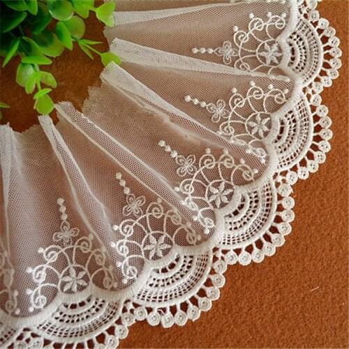 Cotton Mesh Embroidered Lace Trim Black and White Soluble Lace Fabric Width 12cm RS141