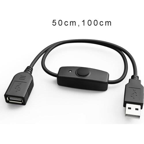 Data Sync USB 2.0 Extender Cord USB Extension Cable With ON OFF Switch LED Indicator for Raspberry Pi PC USB Fan LED Lamp