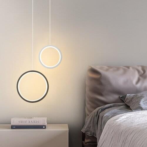Ring pendant light minimalist /creative /personality bedroom bedside LED pendant lights long line hanging lamp WY73102