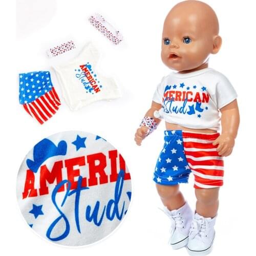 Short Sport suit Doll Clothes Fit 17 inch 43cm Doll Clothes Born Baby Doll Accessories Suit For Baby Birthday Festival Gift