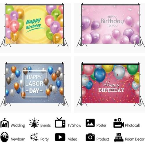 Colorful Balloons Happy Birthday Party Cartoon Backdrops Photo Background Decorations for Kids Photography Props