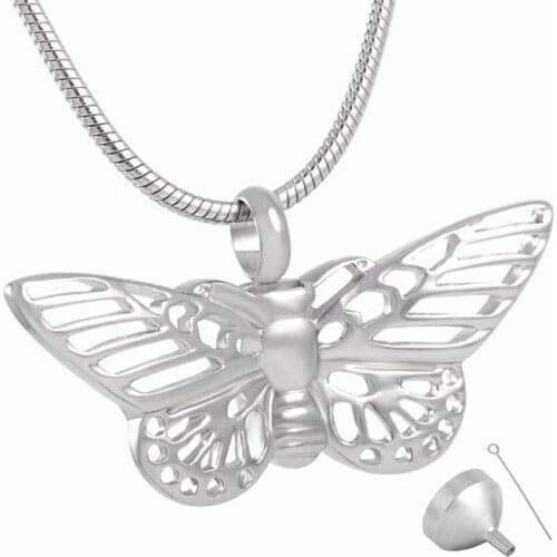 MJD8144 Personalized Pet Memorial Necklace - I Feel You Smiling From Heaven - Cremation Jewelry Butterfly