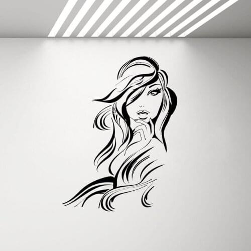 Hair Beauty Salon Decal Wall Sticker Fashion Styling Sexy Girl Vinyl Wall Decals Room Wall Poster Grisl Room Decor Stickers D914