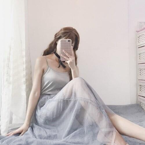 Summer new 2018 Korean female fashion dress student long mesh cute casual dress