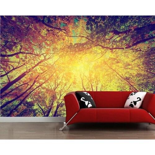 Papel de parede autumn trees sun shining 3d wallpaper,living room TV sofa wall bedroom wall papers home decor restaurant mural