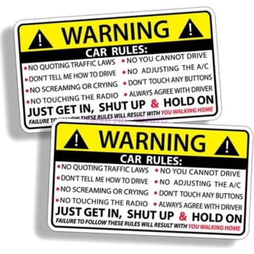By DHL or Fedex 2000pcs Car Safety Warning Rules Decal PVC Car Sticker Auto Styling Accessories Universal