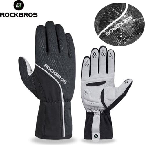 ROCKBROS -30 Thermal Cycling Gloves Winter Full Finger Windproof Ski Bicycle Gloves Anti-slip Pad Warm Bike Motorcycle Mitten