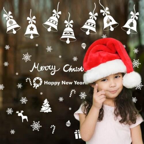 Christmas tree snowflakes bells wall stickers Vinyl DIY Wall Decals For Living room Kids room Glass window Decoration wallpaper