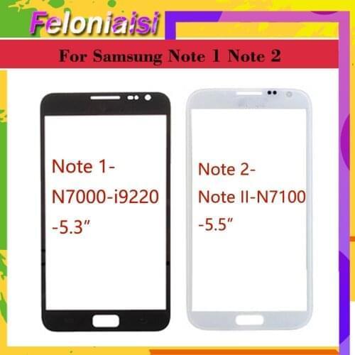 Touchscreen For Samsung Galaxy Note 1 N7000 i9220 NOTE II Note 2 N7100 Black Front Outer Glass touch Screen Lens Panel