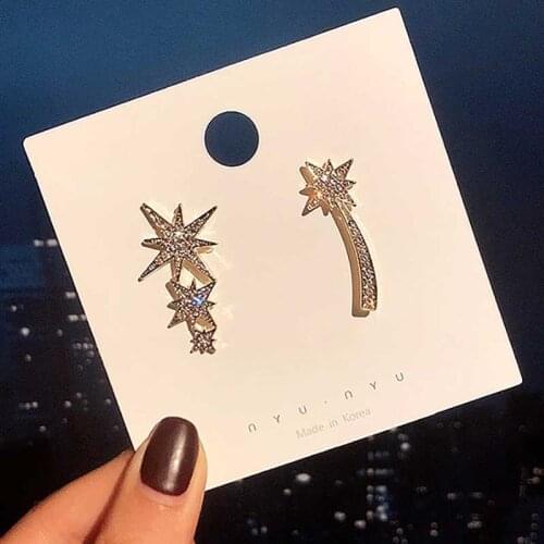 IFMIA Newest Gold Silver Color Shiny Star Moon Stud Earrings For Lady Party Jewelry Fashion Female Simple Tassel Earring Metal