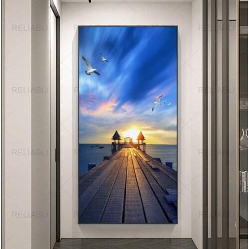 Nordic Landscape Poster Bridge Sea Prints Modern Canvas Painting Wall Pictures For Living Room Gallery Cuadros Home Decoration