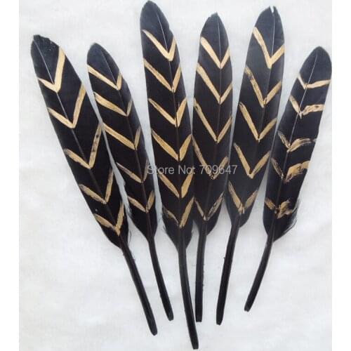 Plume! Golden goose! 100Ppcs/lot! Black Feathers, Gold and Black Feathers, Wedding Decorations,DIY Feather Supplies