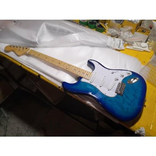 Chinese guitar factory custom st Guitar blue reversed big headstock 6 Strings Electric Guitar free shipping Top quality 67 st
