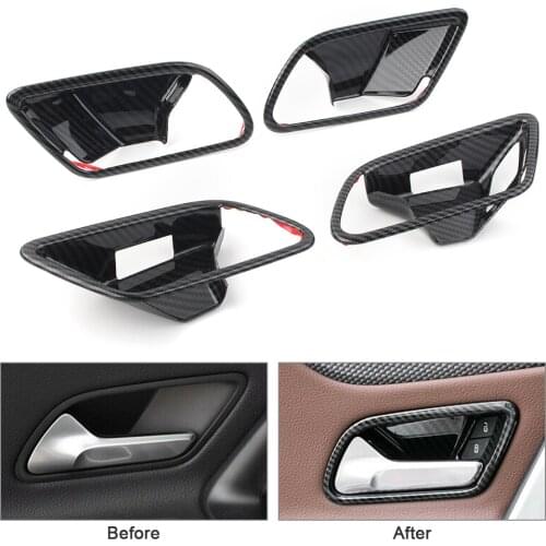 Carbon Fiber Styling Car Inner Handle Bowl Covers Trim For Mercedes Benz W177 A-Class A200 A220 A250 2019 ABS Plastic 4pcs/Set