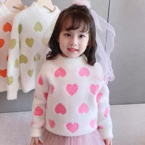 Girls Sweater Kids Coat Outwear 2021 Sweetheart Plus Velvet Thicken Warm Winter Autumn Tops Fleece Christmas Childrens Clothing