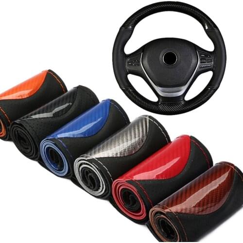 Universal DIY Steering Wheel Cover Car-styling Car Steering-Wheel Carbon Fiber Leather Braid Auto Decoration Car Accessories