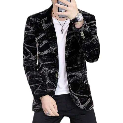 2021 autumn and winter high-quality printed corduroy mens casual small suit jacket