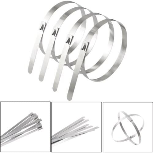10PCS 304Material Stainless Steel Metal Cable Ties Tie Zip Wrap Exhaust Heat Straps Induction Pipe W315