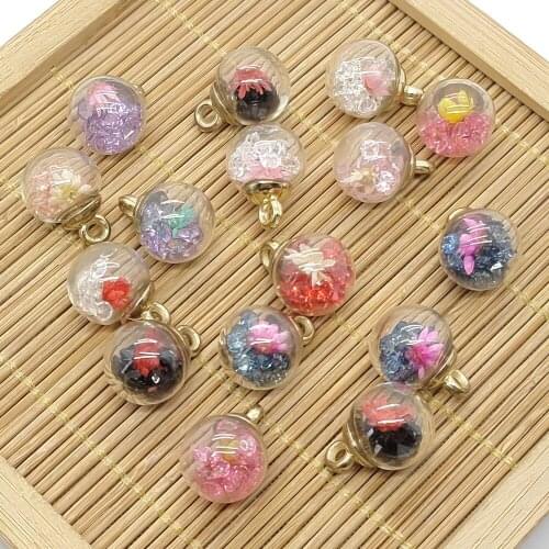 10pcs Glass Ball Pendant Colorful Handmade Jewelry Pendant Accessories Diy Charm Necklace Earrings Jewelry Making Wholesale