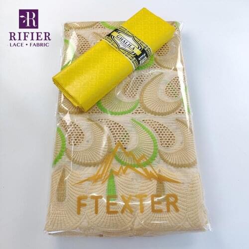 2.5 +2.5 Yards Bazin Riche Fabric With Embroidered 100% Cotton Dry Lace For Indian Women Fashion Dresses Swiss Voile Lace Fabric