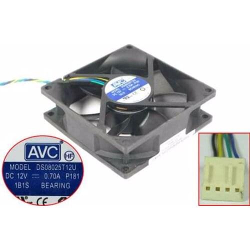 AVC DS08025T12U P181 DC 12V 0.70A 80x80x25mm 4-Wire Server Cooling Fan