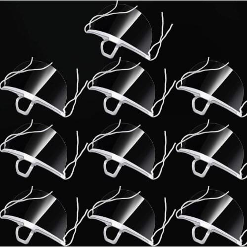 40 Pieces Transparent Open Mouth Shield Sanitary Reusable Food Mouth Cover for Restaurant Tattoo Makeup Catering (White)